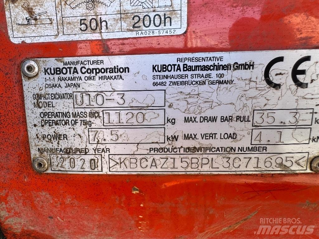 Kubota U 10-3 حفارات صغيرة أقل من 7 طن (حفارات صغيرة)