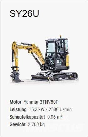 Sany SY 26 U حفارات صغيرة أقل من 7 طن (حفارات صغيرة)