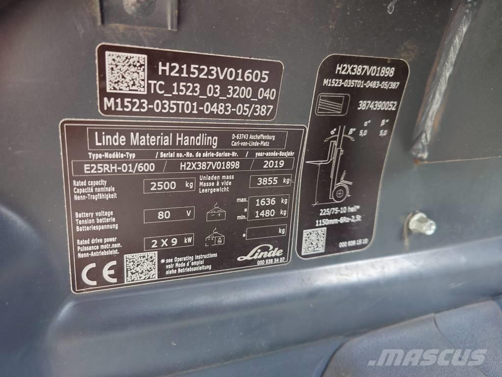 Linde E25/600RH/387 شاحنات ذات رافعات شوكية تعمل بالكهرباء