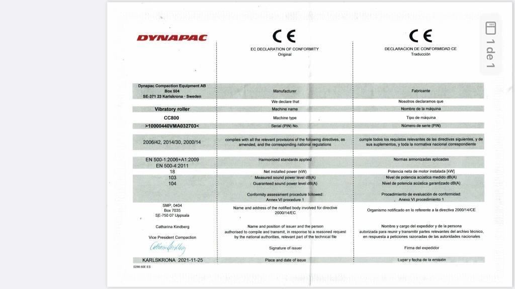 Dynapac CC 800 Plus مداحل ثنائية الاسطوانة