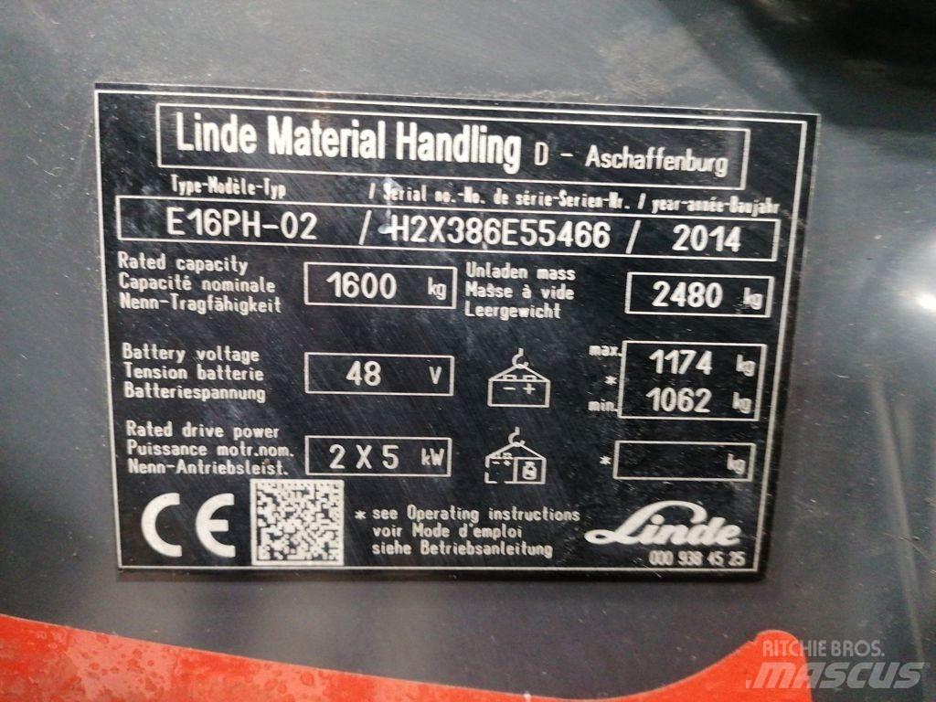 Linde E16PH-02 شاحنات ذات رافعات شوكية تعمل بالكهرباء
