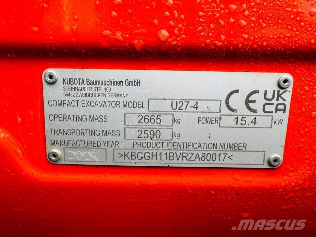 Kubota U 27-4 حفارات صغيرة أقل من 7 طن (حفارات صغيرة)