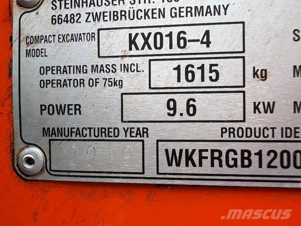 Kubota KX 016-4 حفارات صغيرة أقل من 7 طن (حفارات صغيرة)