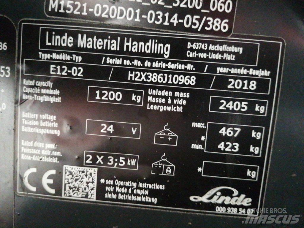 Linde E12-02 شاحنات ذات رافعات شوكية تعمل بالكهرباء