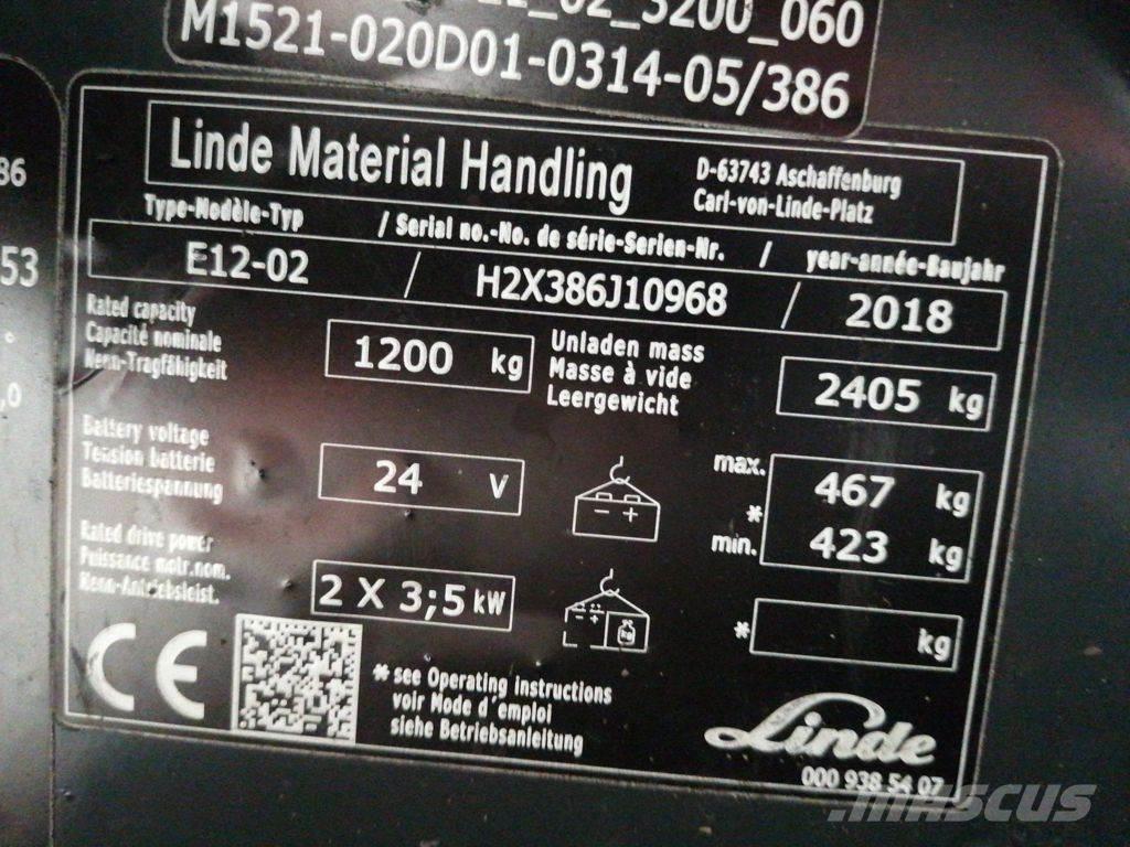 Linde E12-02 شاحنات ذات رافعات شوكية تعمل بالكهرباء
