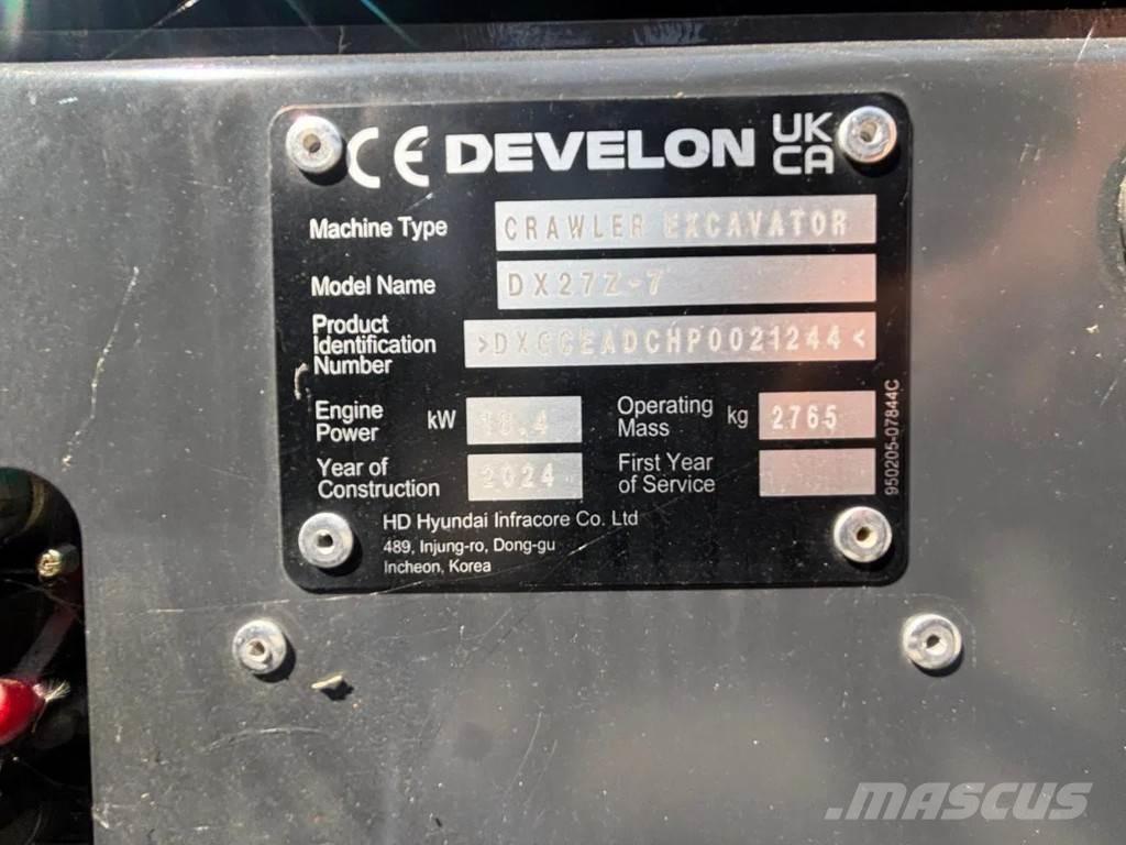 Doosan DX27Z-7 حفارات صغيرة أقل من 7 طن (حفارات صغيرة)