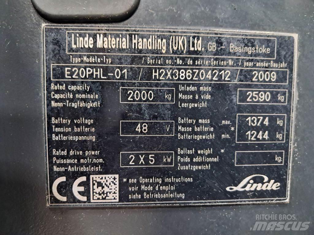Linde E20PHL-01 شاحنات ذات رافعات شوكية تعمل بالكهرباء