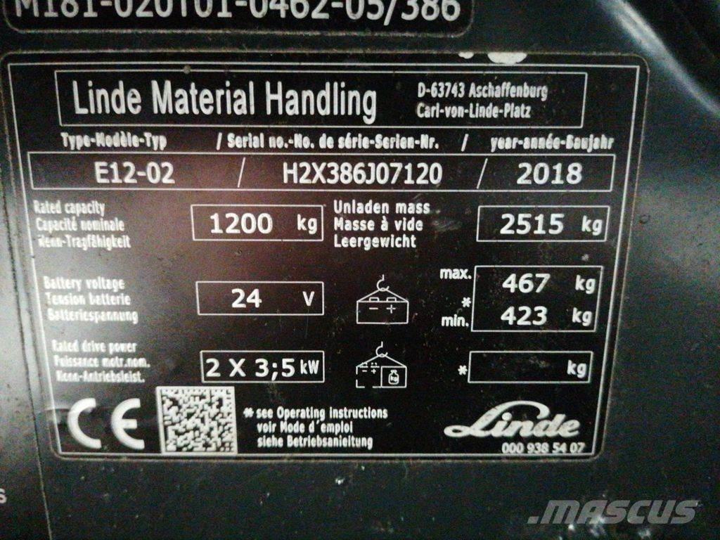 Linde E12-02 شاحنات ذات رافعات شوكية تعمل بالكهرباء