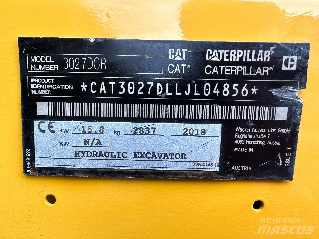 CAT 302.7 D CR حفارات صغيرة أقل من 7 طن (حفارات صغيرة)