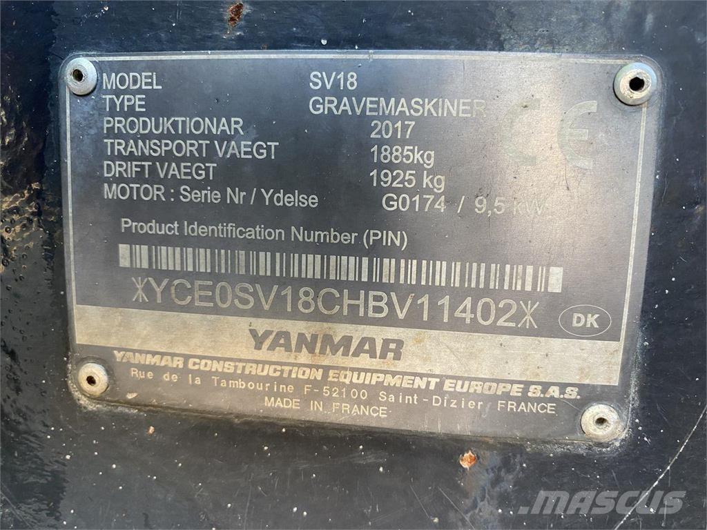 Yanmar SV18 حفارات بعجل
