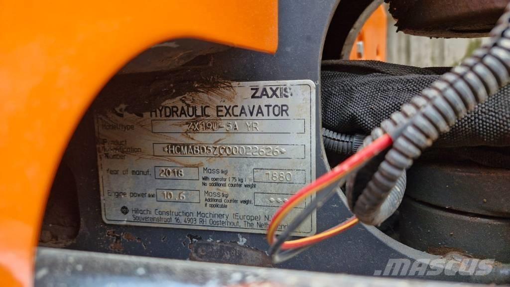 Hitachi ZX 19 U-5 حفارات صغيرة أقل من 7 طن (حفارات صغيرة)