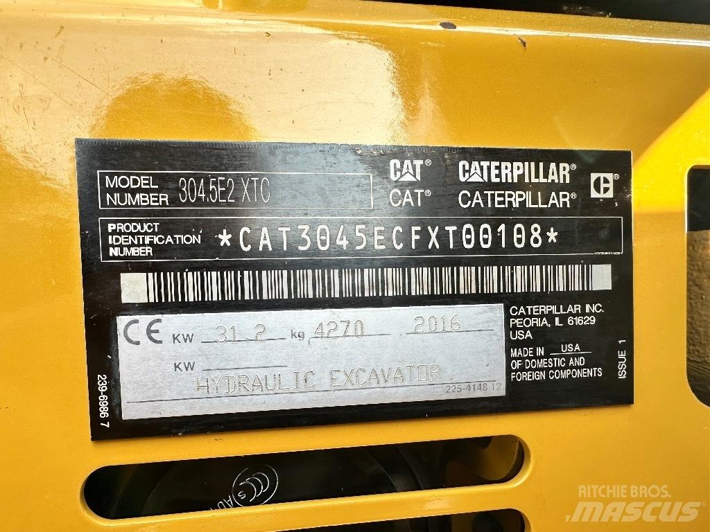 CAT 304.5 E2 XTC حفارات صغيرة أقل من 7 طن (حفارات صغيرة)
