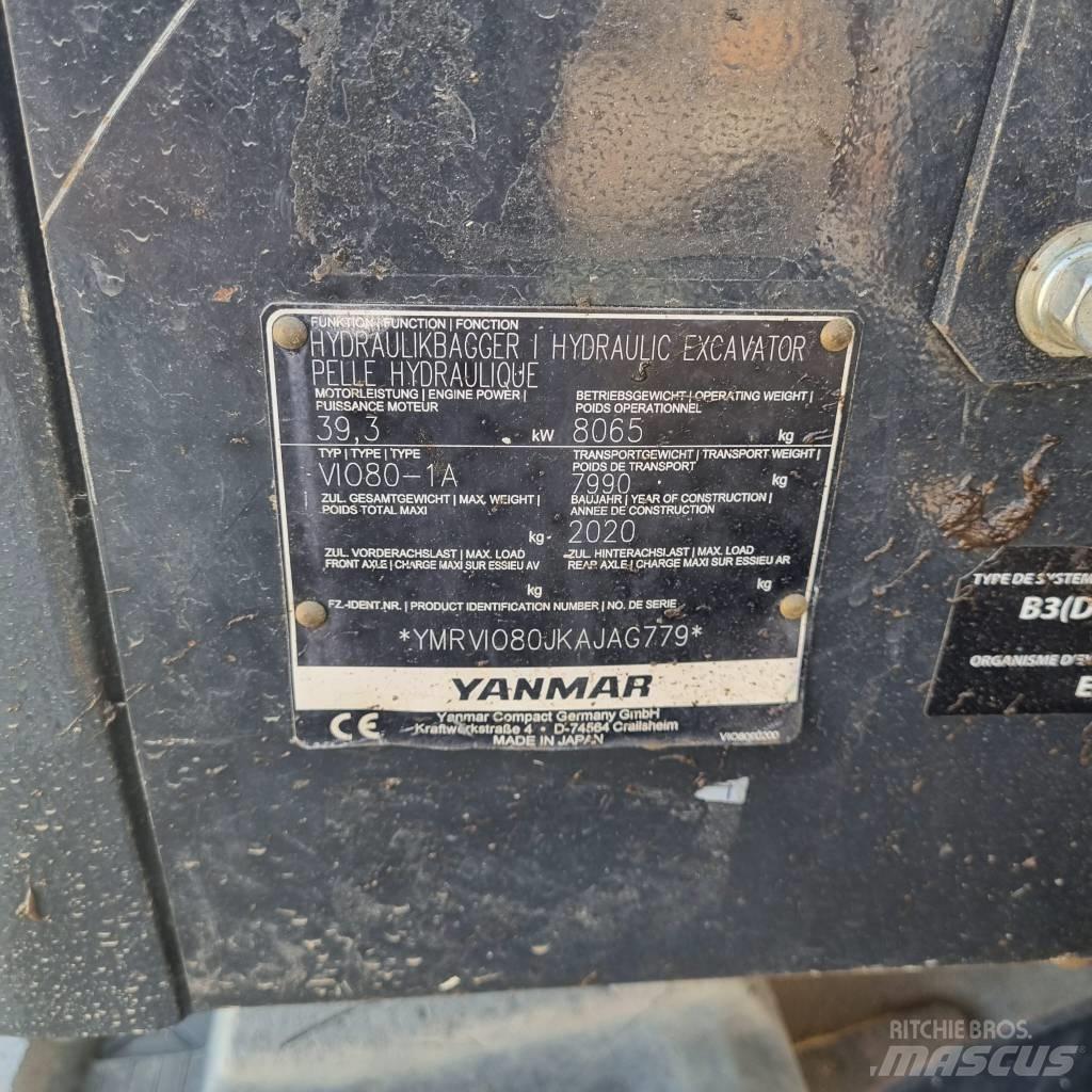 Yanmar Vio 80-1A حفارات وسط 7 طن - 12 طن