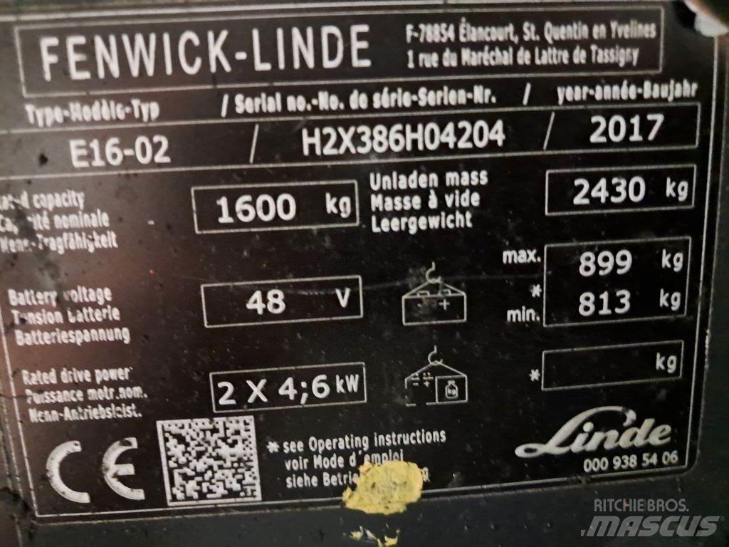 Linde E16-02 شاحنات ذات رافعات شوكية تعمل بالكهرباء