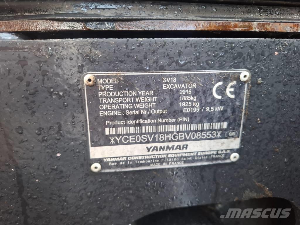 Yanmar SV 18 حفارات صغيرة أقل من 7 طن (حفارات صغيرة)