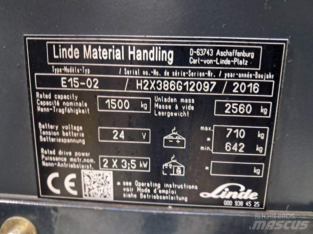Linde E15-02 شاحنات ذات رافعات شوكية تعمل بالكهرباء