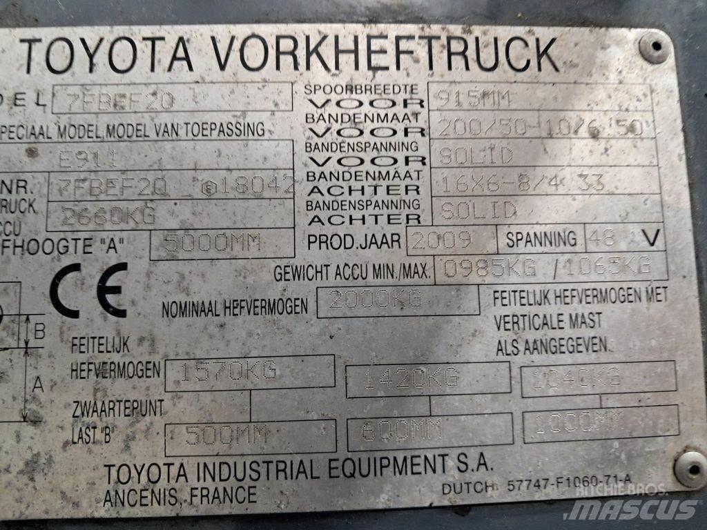 Toyota 7FBEF20 شاحنات ذات رافعات شوكية تعمل بالكهرباء