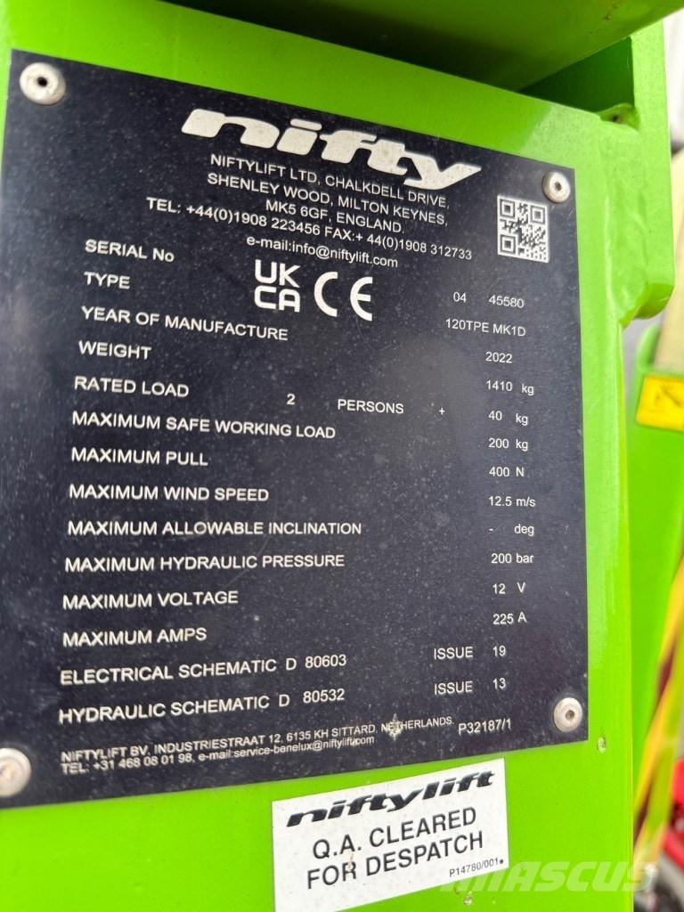 Niftylift 120TPE المنصات الهوائية المثبتة على مقطورة