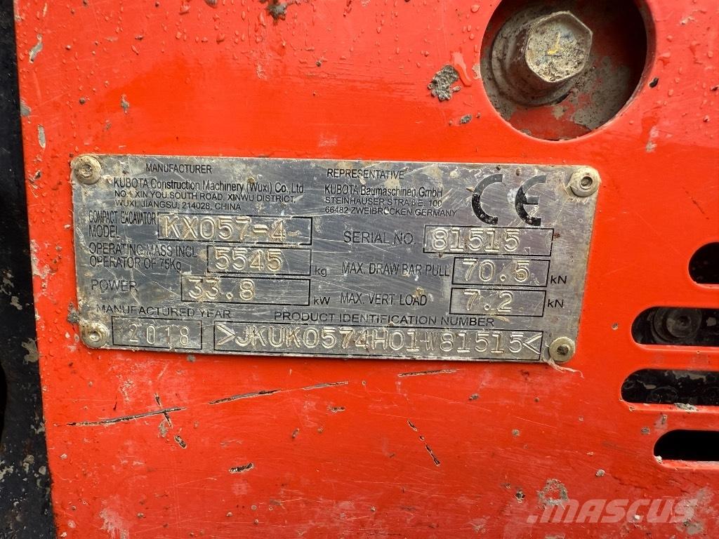 Kubota KX 057-4 حفارات صغيرة أقل من 7 طن (حفارات صغيرة)