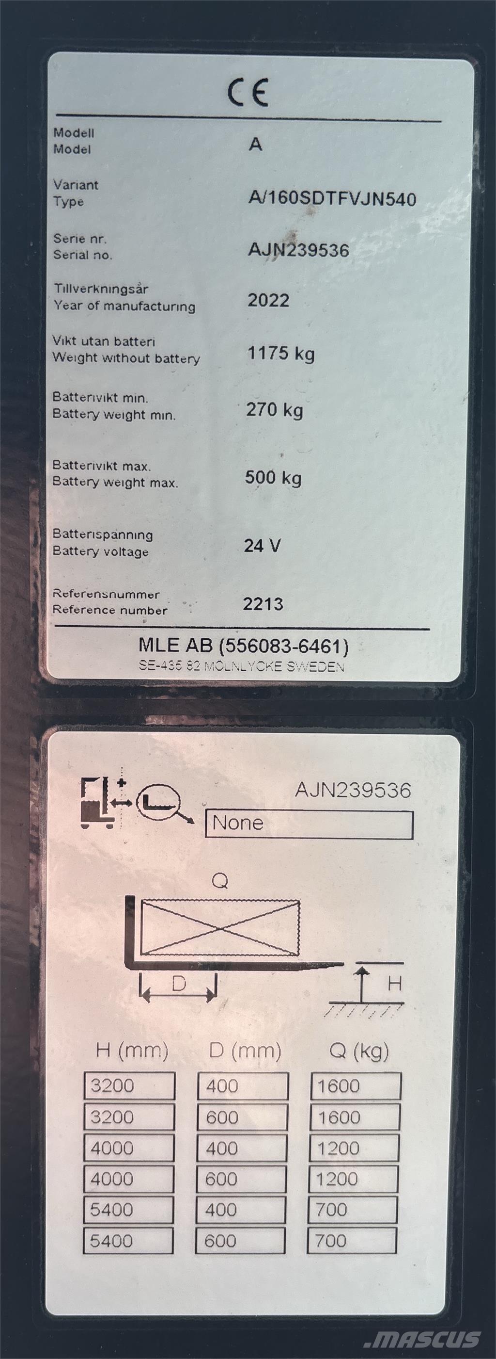 Atlet A160 شاحنات مناولة ذاتية الدفع