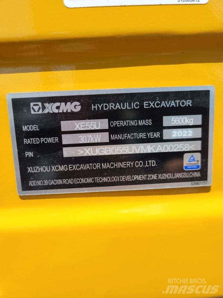 XCMG XE55 U حفارات صغيرة أقل من 7 طن (حفارات صغيرة)