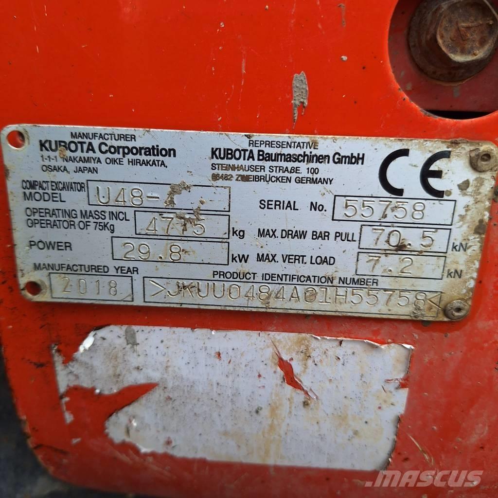Kubota U 48-4 حفارات صغيرة أقل من 7 طن (حفارات صغيرة)