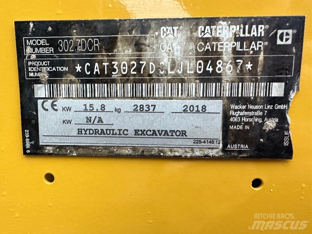 CAT 302.7 D CR حفارات صغيرة أقل من 7 طن (حفارات صغيرة)