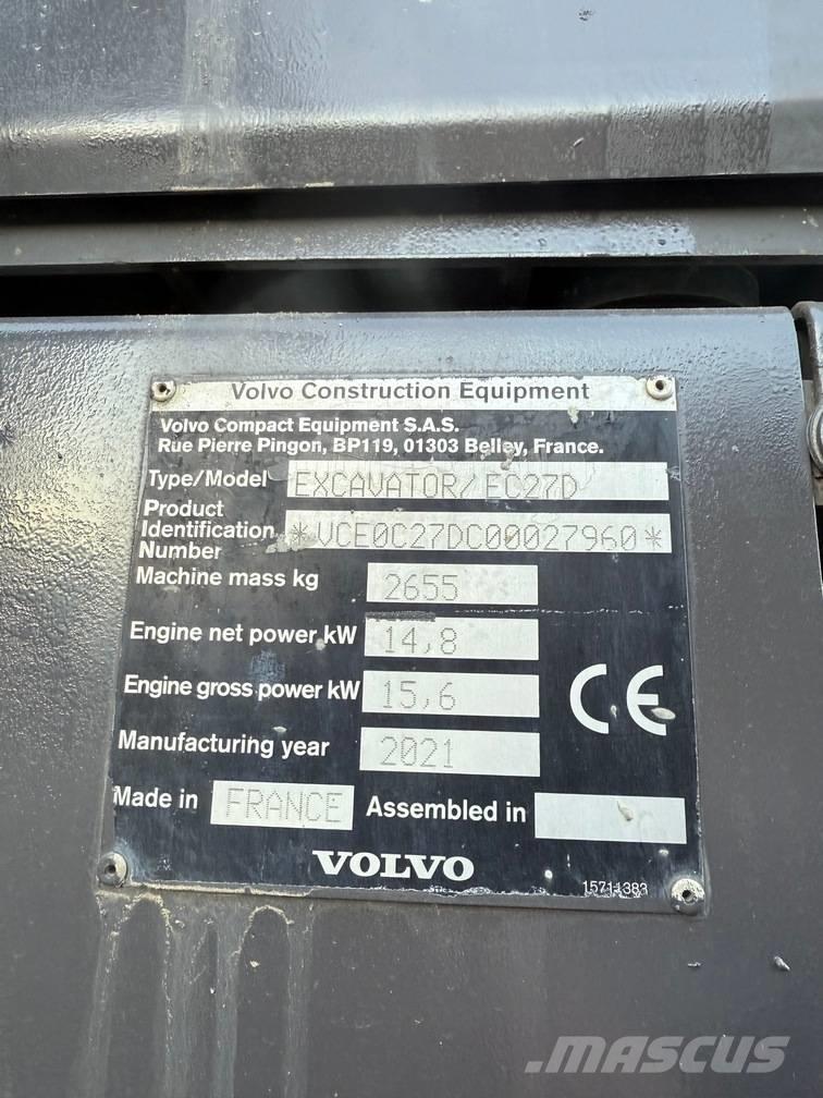 Volvo EC 27 D حفارات صغيرة أقل من 7 طن (حفارات صغيرة)