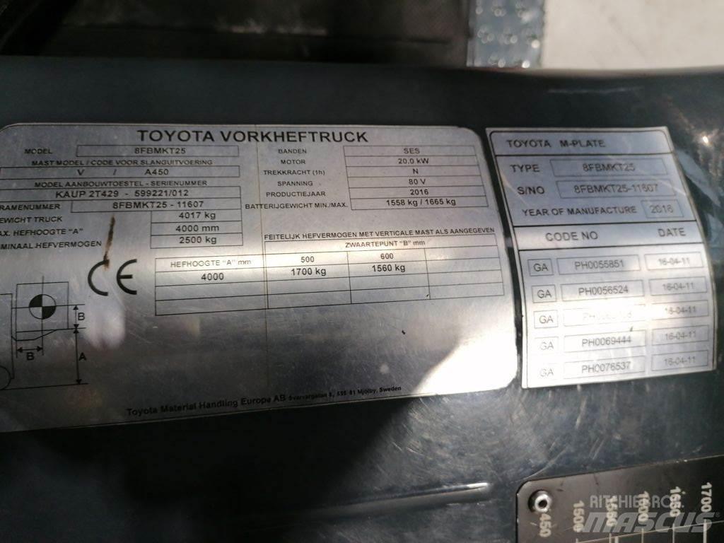 Toyota 8FBMKT25 شاحنات ذات رافعات شوكية تعمل بالكهرباء