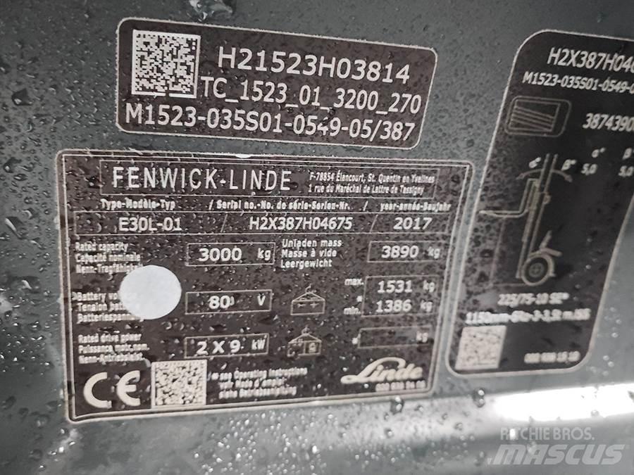 Linde E30L-01 شاحنات ذات رافعات شوكية تعمل بالكهرباء