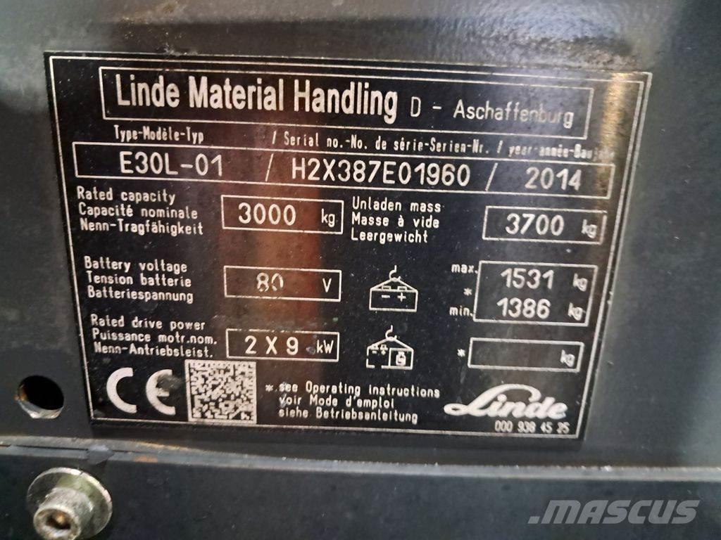 Linde E30L-01 شاحنات ذات رافعات شوكية تعمل بالكهرباء
