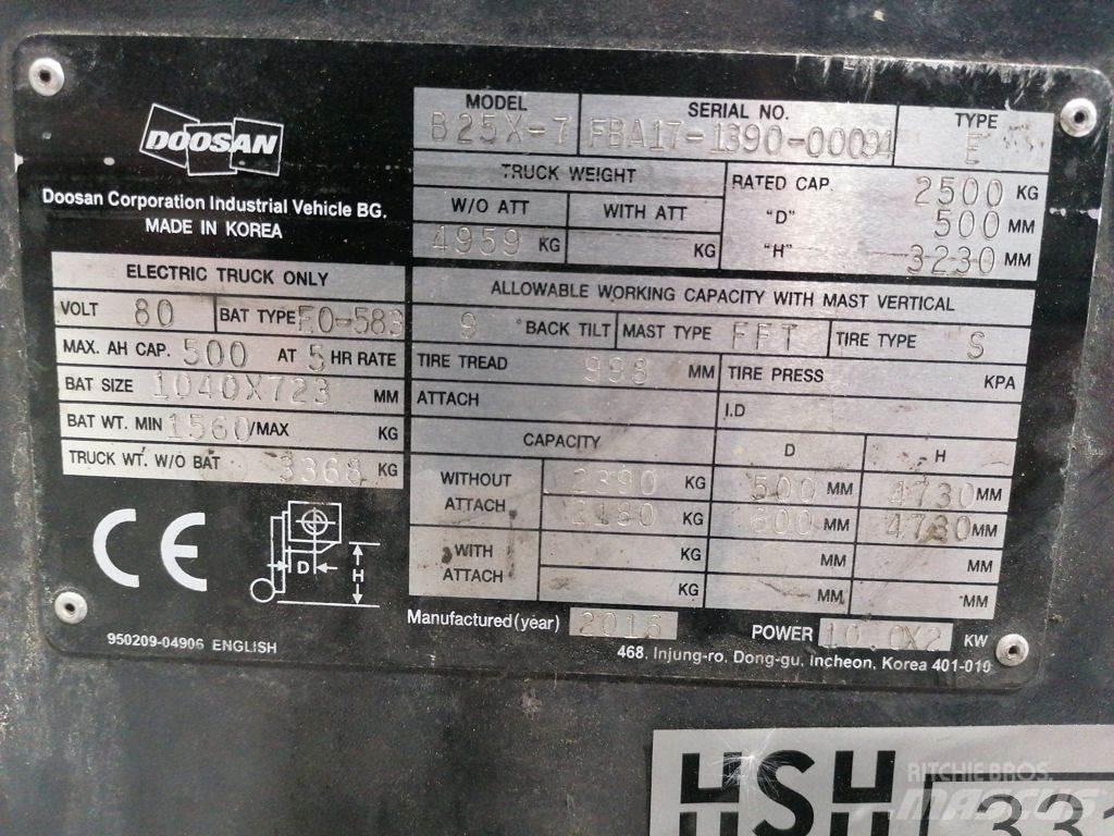 Doosan B25X-7 شاحنات ذات رافعات شوكية تعمل بالكهرباء