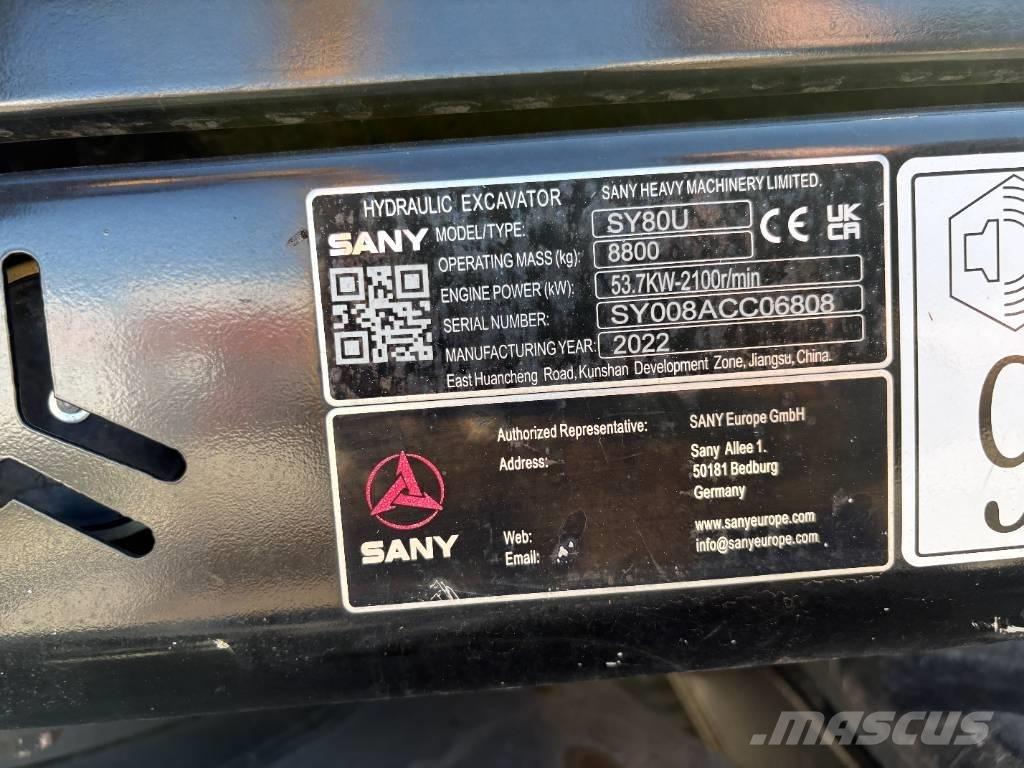 Sany SY 80 U حفارات وسط 7 طن - 12 طن