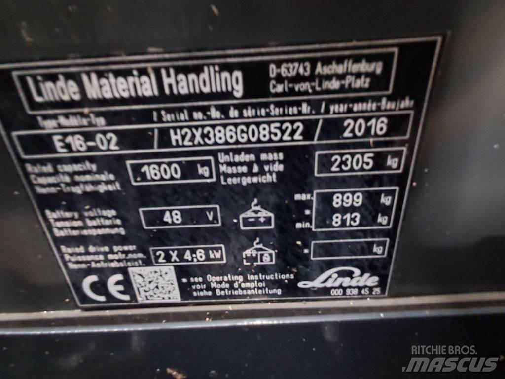 Linde E16-02 شاحنات ذات رافعات شوكية تعمل بالكهرباء