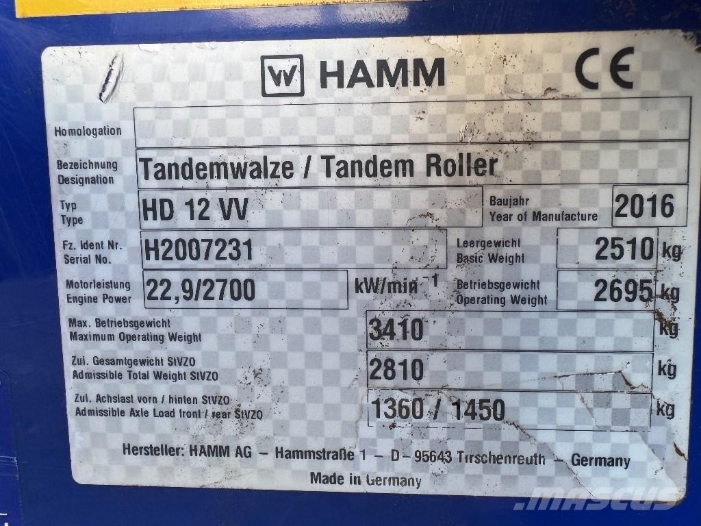 Hamm HD 12 VV مداحل ثنائية الاسطوانة