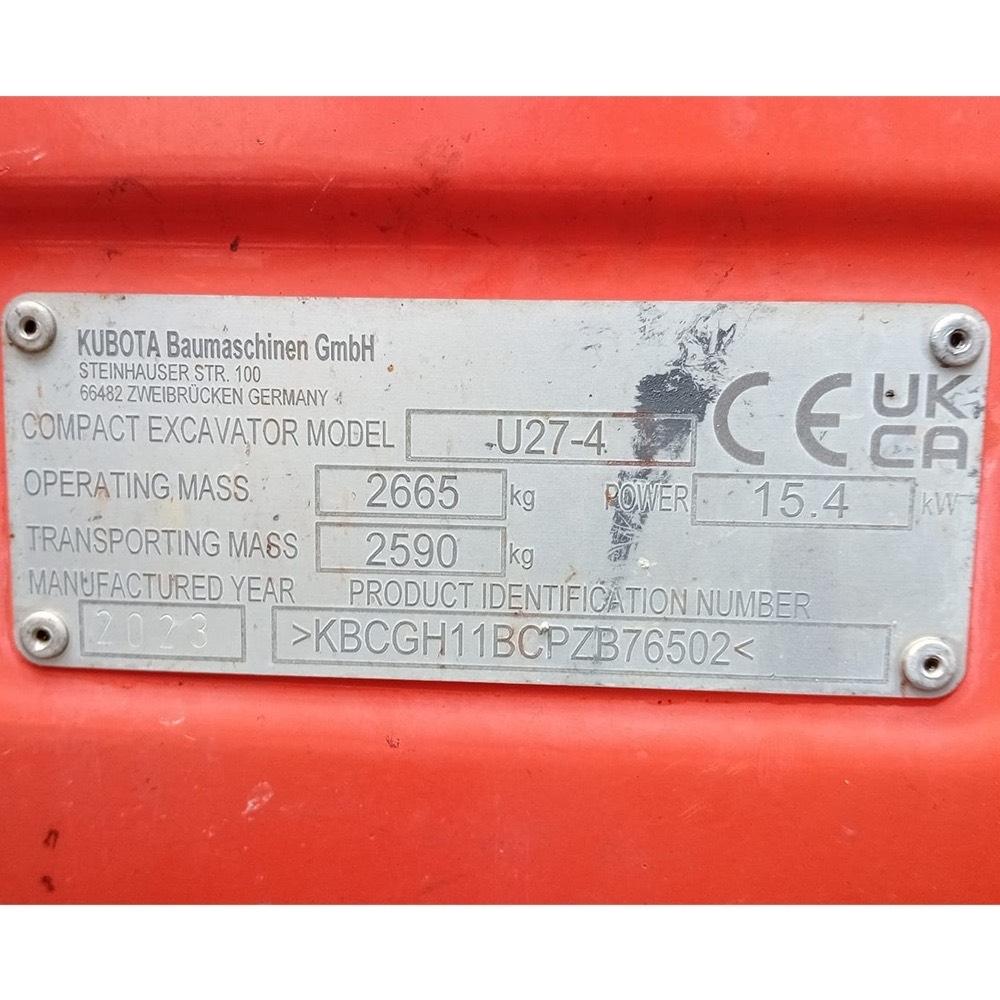 Kubota U 27-4 حفارات صغيرة أقل من 7 طن (حفارات صغيرة)