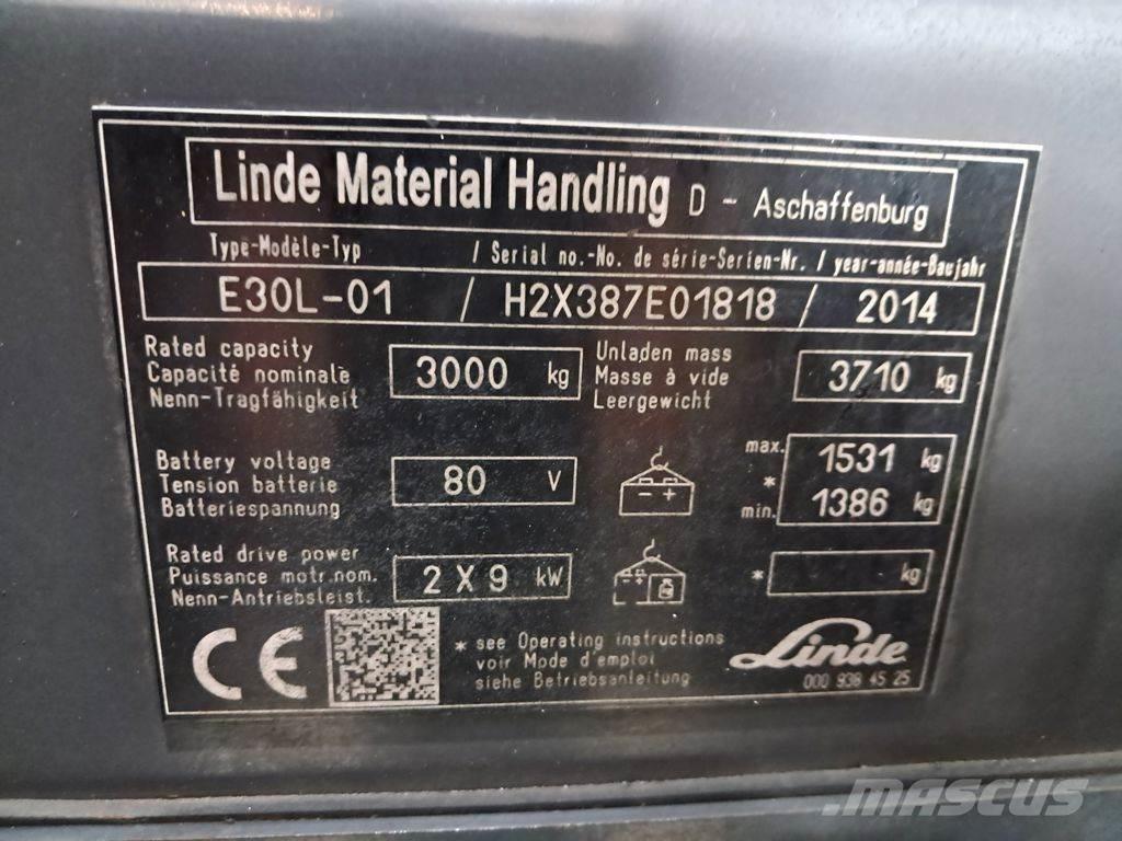 Linde E30L-01 شاحنات ذات رافعات شوكية تعمل بالكهرباء