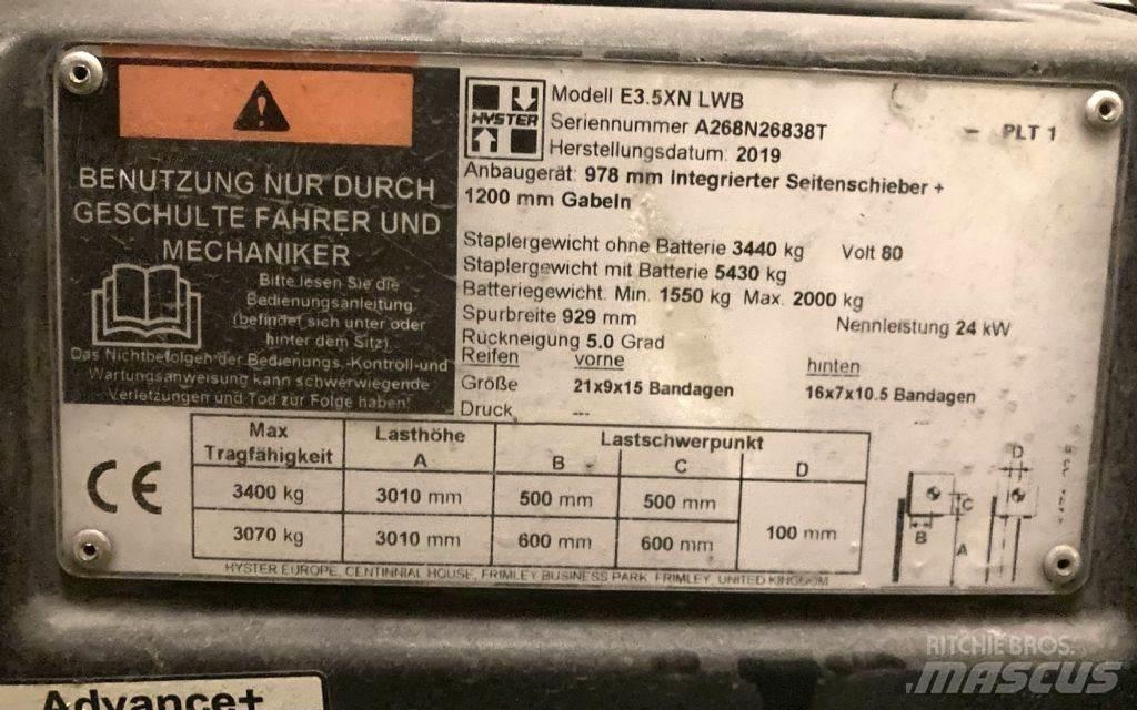 Hyster E 3.5 XN LWB شاحنات ذات رافعات شوكية تعمل بالكهرباء