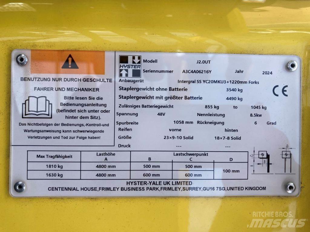 Hyster J 2.0 UT شاحنات ذات رافعات شوكية تعمل بالكهرباء