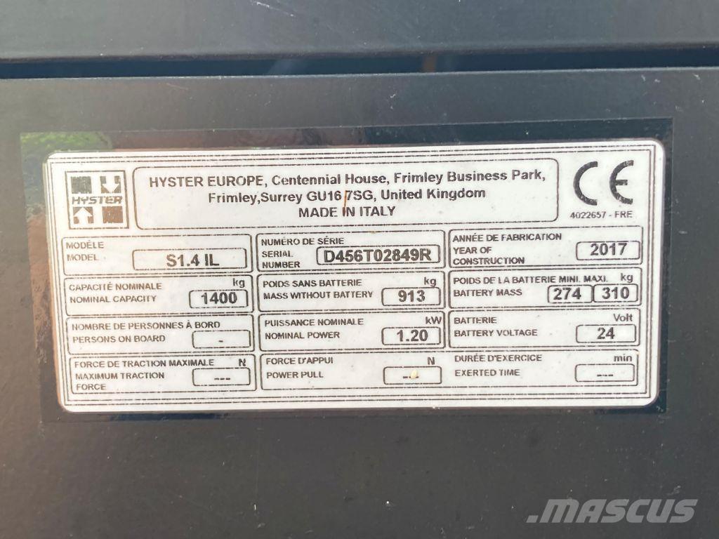 Hyster S 1.4 IL معدات التكديس الجوالة
