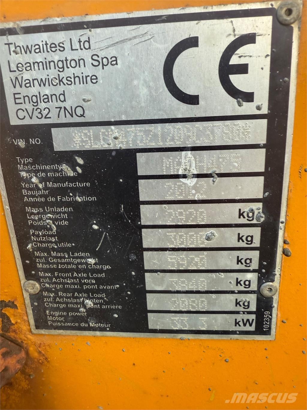 Thwaites 3 tons عربات نقل قلابة للمواقع