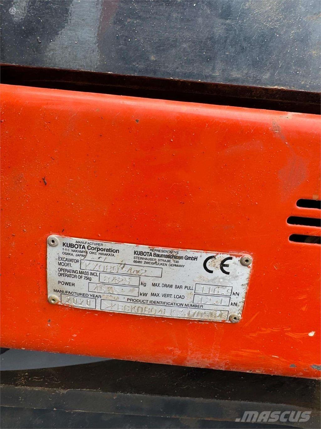 Kubota KX080-4a حفارات زحافة