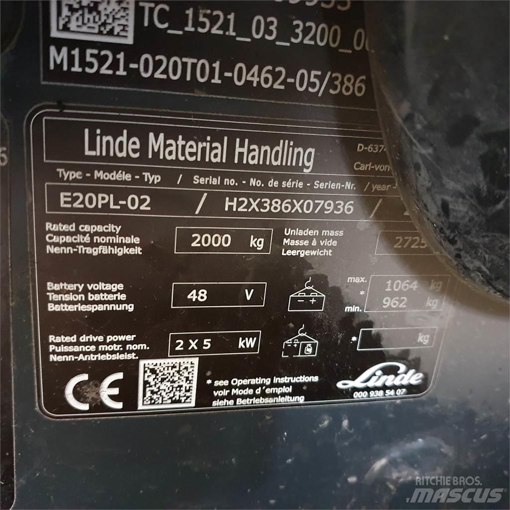 Linde E20PL شاحنات ذات رافعات شوكية تعمل بالكهرباء