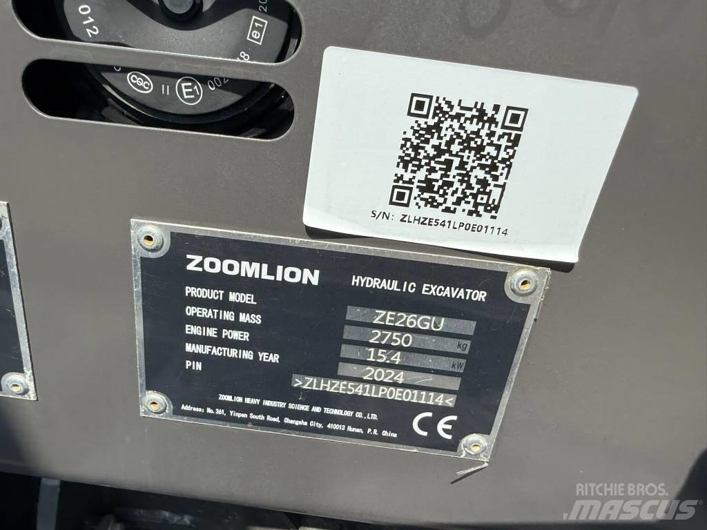 Zoomlion ZE 26 GU حفارات صغيرة أقل من 7 طن (حفارات صغيرة)