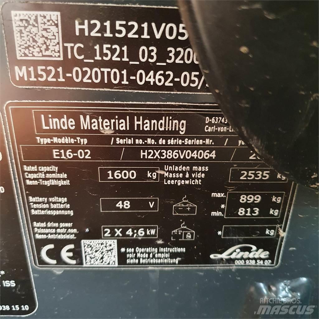 Linde E16 شاحنات ذات رافعات شوكية تعمل بالكهرباء