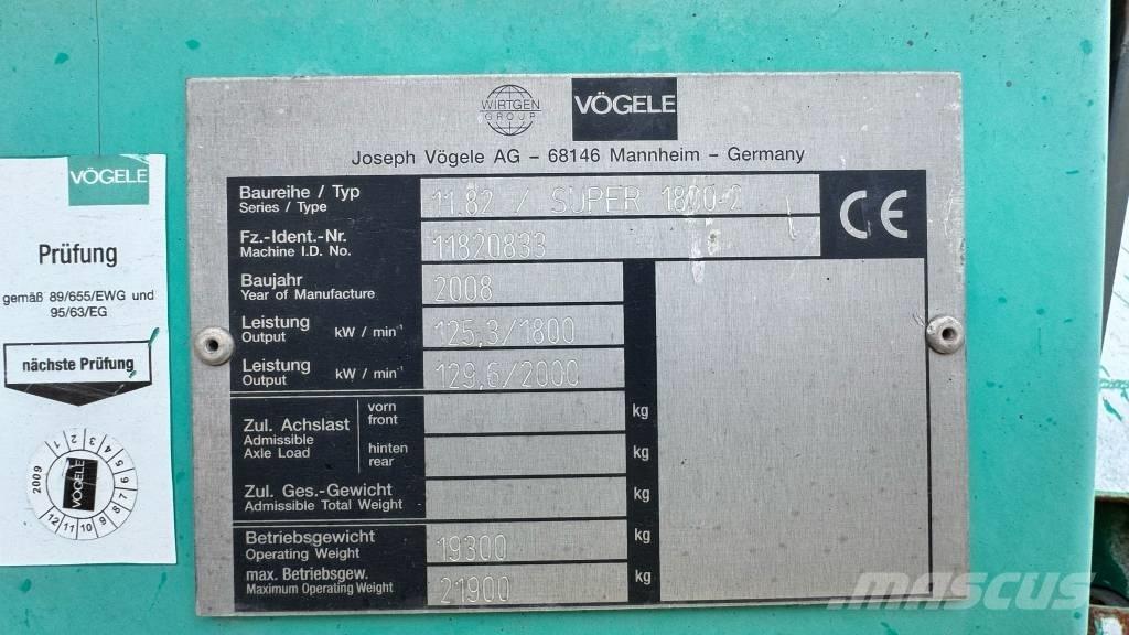 Vögele Super 1800-2 معدات السفلتة