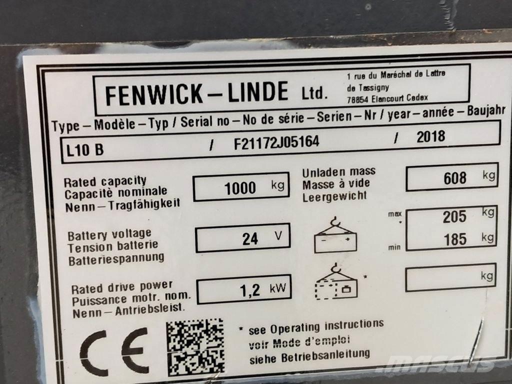 Linde L10B معدات التكديس الجوالة
