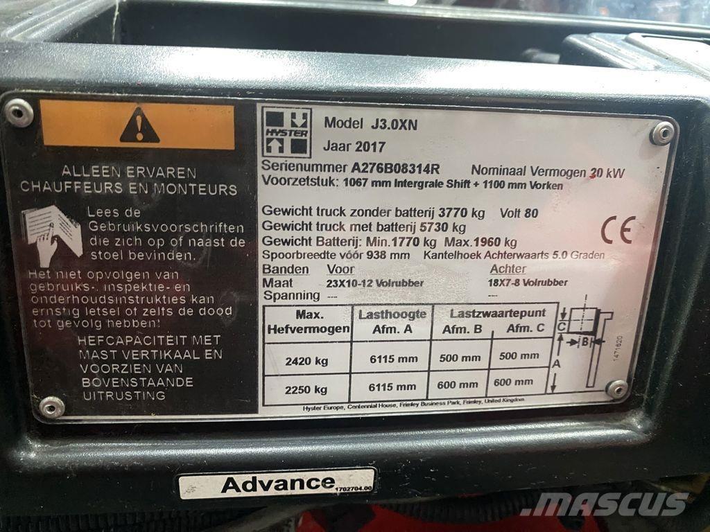 Hyster J3.0XN شاحنات ذات رافعات شوكية تعمل بالكهرباء