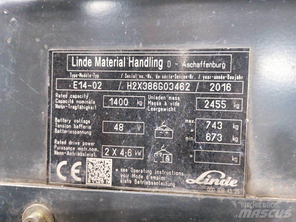 Linde E14-02 شاحنات ذات رافعات شوكية تعمل بالكهرباء