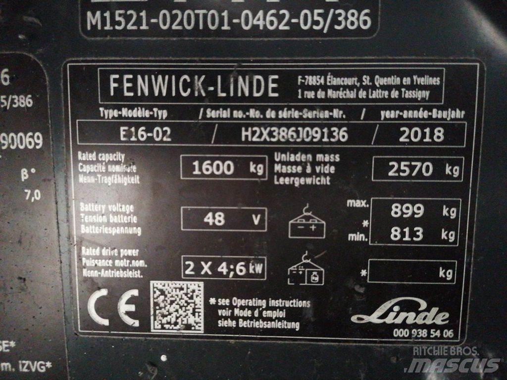 Linde E16-02 شاحنات ذات رافعات شوكية تعمل بالكهرباء